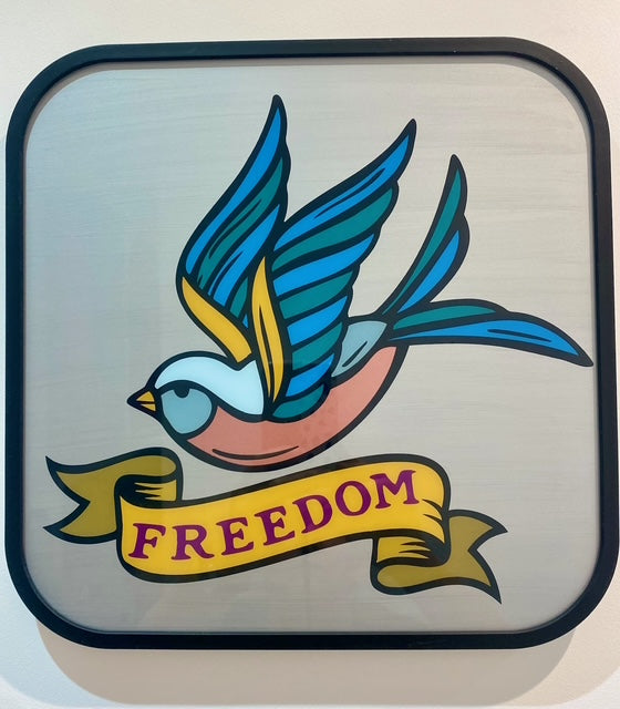 Freedom enamel on glass